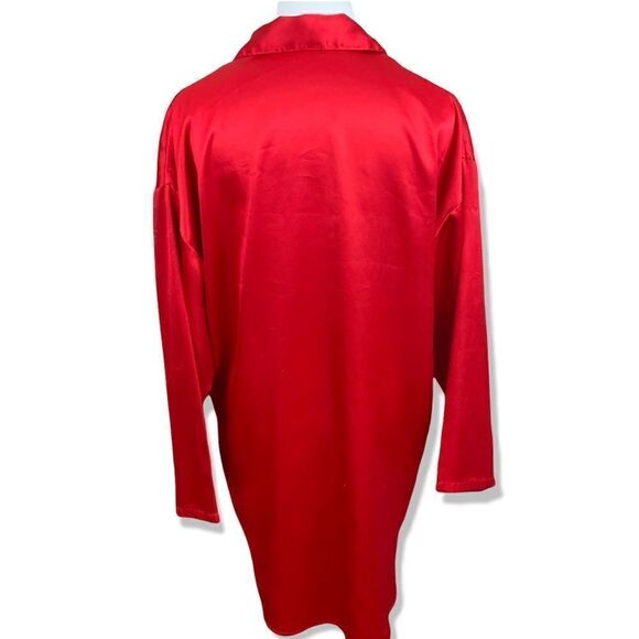 Vintage Victoria’s Secret heart label red satin button down sleep shirt - Picture 3 of 8